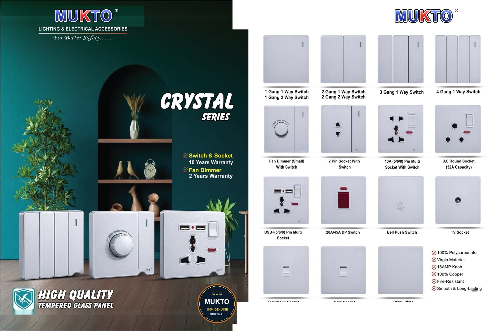 Crystal Series Tempered Glass Panel